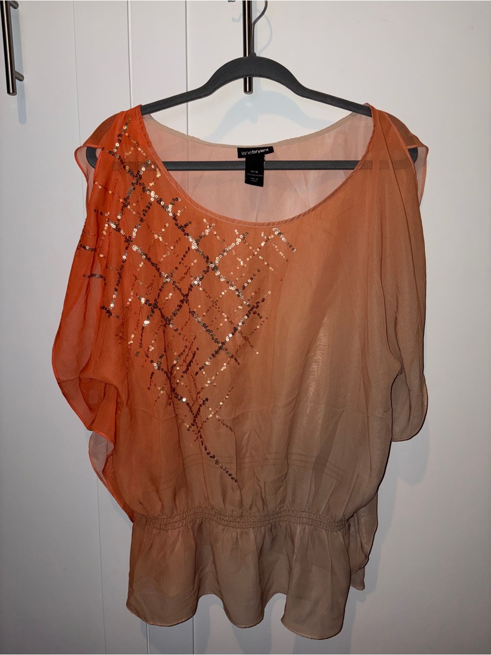 Lane Bryant Peach to Taupe Sequin Ombre Top